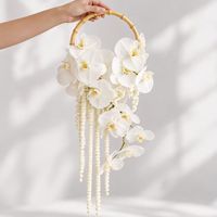 Buket Pengantin Putih Bersih 20cm Real Touch Hoop, Bunga Pernikahan Bertingkat untuk Pemotretan Pengantin