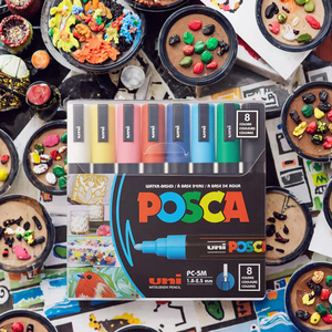 Uni posca 5m Bộ đánh dấu sơn acrylic Trung bình Mẹo đảo ngược cho Nguồn cung cấp nghệ thuật Bút Đánh Dấu sơn vải - Product Image 2