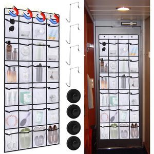 Over The Door Organizer 24 Pocket Mesh Storage Rack With <b>Hooks</b> For <b>Shoes</b> And Bathroom Essentials White Rectangle - Product Image 1
