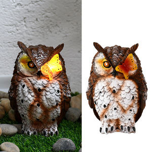 Lámpara Solar de Jardín con Forma de Búho, Decoración de Resina para Exteriores con Luz Nocturna LED de Mariposa, Resistente al Agua, Lámpara de Patio Independiente - Product Image 3