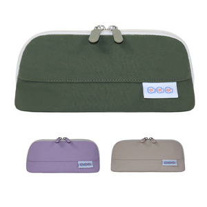 Green Zipper Pen Bag Korea Style Pencil <b>Pouch</b> Thick Cotton Nylon Material General Purpose Sublimation Print Logo Custom - Product Image 1