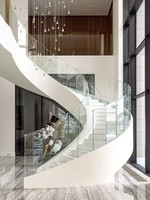 Escalier Modulaire Courbé à Construction Sectionnelle, Escalier en Spirale avec Profondeur de Marche Réglable, Escalier Courbé