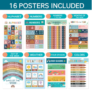 Tableau de vie éducatif précoce Stickers muraux apprentissage couleur ensemble d'affiches murales pour les jeunes enfants maternelle décorations de salle de classe - Product Image 6