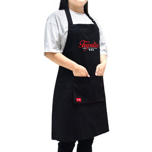 Delantal sin mangas de polialgodón con cuello tipo halter, bolsillo delantero doble, reutilizable para cafeterías y restaurantes - Product Image 4