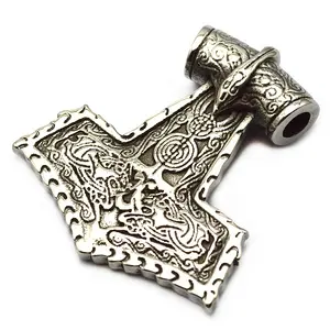 Stylish Norse mythology Silver Engraved Hammer of Thor Mjolnir Viking Jewelry Pendant