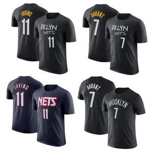 harden t gömlek ağları Suppliers-Özel basketbol üniforması t shirt brooklyn ağlar gömlek basketbol giysileri kyrie Irving kevin durant james harden basketbol tshirt