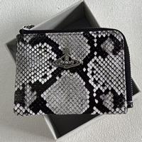 Empress Dowager Punk Style Gaya Eropa dan Amerika Logo Saturnus Pola Python Dompet Pendek dengan Ritsleting Tas Kartu Kepribadian Unik