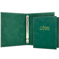 Menu en cuir haut de gamme avec reliure à 3 anneaux, design de menu alimentaire, format lettre, porte-menus de bar uniques