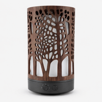 Diffuseur d'aromathérapie en bois ajouré avec veilleuse LED colorée, humidificateur de table 200 ml