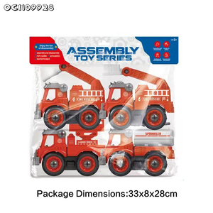 Set di Camion dei Pompieri Giocattolo Economico in Plastica Rossa Modello da Assemblare Articoli Cartoon per Bambini Giocattoli Educativi Precoci - Product Image 6