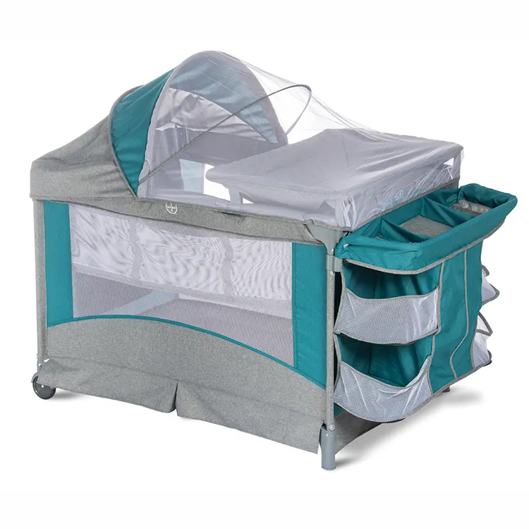 Goedkope Baby Kinderbox Bed Wieg Slapen Crib Drop Side Bed Reiswieg