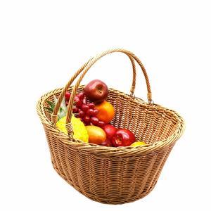 Cesto <span class=keywords><strong>da</strong></span> Picnic Grande in Rattan PP Intrecciato, Fatto a Mano, Ecologico, Impermeabile, Moderno, Personalizzabile, per Conservare Pane e Frutta - Product Image 5