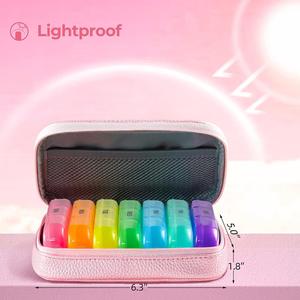 <b>Large</b> Capacity 14 Cases Leather Bag Pill <b>Box</b> Promotional Portable <b>Plastic</b> Travel Pill Case - Product Image 3