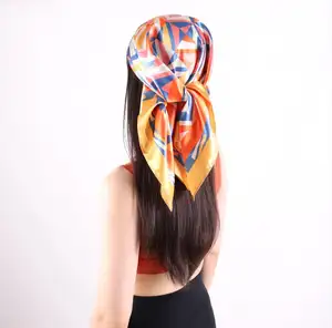 Colorful fashion hair decoration silk satin polyester bandanas scarf