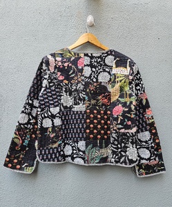 Veste décontractée pour femme, 100% coton fait main, matelassée, à manches longues, motif floral, fermeture à ceinture, douce, séchage rapide, pour l'hiver - Product Image 2