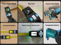 Mètre ruban laser numérique 3-en-1 avec télémètre automatique et système de mesure métrique, outils de séparation