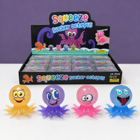 Jouet Squishy Pieuvre à Ventouses, Jouets Anti-Stress, Jouet à Presser Fidget, Ventouses Tentacules, Boîte de 12 Pièces, Présentoir en Boîte Couleur