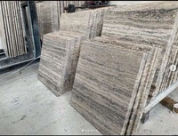 Travertin argenté d'Italie, poli, grandes dalles, moderne, imperméable, découpé sur mesure pour revêtement mural et sol d'hôtel, vente en gros