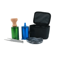 Portable petit narguilé en aluminium en gros avec bol en céramique à tuyau unique emballage souple mini sac populaire shisha ensemble huka nargile
