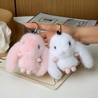 Porte-clés en peluche de dessin animé 2026, nouveau, mignon, en fourrure de lapin, pompon, pour couple, sac, voiture, coloré, bijoux, cadeaux