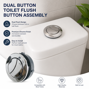 Kit de Repuesto Universal para Inodoro con Doble Descarga, Botón de Presión Redondo de 48mm, Cromado, para Cisterna - Product Image 2