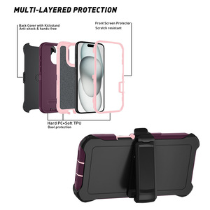 Étui <span class=keywords><strong>de</strong></span> téléphone robot 360 avec clip ceinture, coque <span class=keywords><strong>de</strong></span> protection robuste pour Motorola G Power 2025 2026, 3-en-1 anti-chute en TPU et PC - Product Image 3