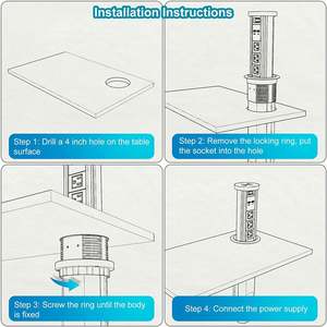 Versteckte automatische Pop-up-Steckdose für Küchen insel, drahtlose Pop-up-Ladestation mit 3AC-US-Steckern 2 USB-Anschlüssen - Product Image 4