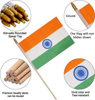 Drapeau miniature en bois personnalisé en gros, nouveau modèle Inde, pour défilés sportifs, fêtes et décorations de festivals