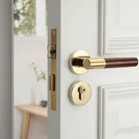 Wholesale Zinc Alloy Classic Wood Grain American Door Handle High Standard Door Lock Set