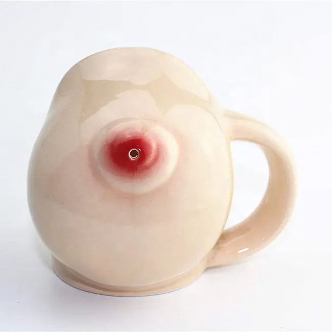 उपन्यास चीनी मिट्टी डोलोमाइट अंग मग कप 3D डिजाइन स्तन आकार कॉफी मग के साथ हाथा दोस्त उपहार के लिए