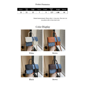 <b>Patchwork</b> PU Leather Women Crossbody Handbag Denim Brown Fashion Shoulder <b>Bag</b> - Product Image 4