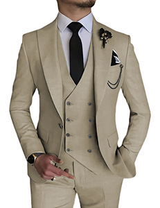<span class=keywords><strong>Costume</strong></span> 3 pièces <span class=keywords><strong>pour</strong></span> <span class=keywords><strong>homme</strong></span>, col en V, simple boutonnage, coupe ajustée, respirant, avec plis sur le devant, idéal <span class=keywords><strong>pour</strong></span> les affaires et les mariages - Ensemble blazer, <span class=keywords><strong>gilet</strong></span> et pantalon - Product Image 2