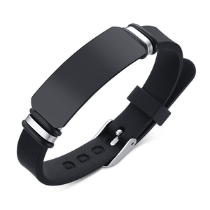Casual Personalize Engrave Silicone Bracelets for <b>Men</b> Women Stainless Steel ID Custom Sports Gifts Jewelry - Product Image 1