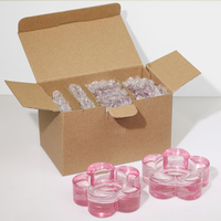 Bougeoirs chauffe-plat en verre rose à base épaisse vide de luxe en forme de fleur pour la décoration de fête d'anniversaire de mariage