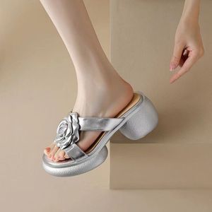 Novedad de Verano: Zapatos de Plataforma Casuales con Flores para Mujer, Suela Gruesa, Tacón Alto, Moda, Suela Blanda - Product Image 4