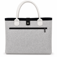 Organisateur de documents gris foncé avec bordure rose et poignée portable, sac de classement en feutre