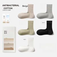 Chaussettes pour femmes en coton Pima, automne-hiver, anti-humidité, antibactériennes, déodorantes, boîte cadeau, chaussettes blanches mi-mollet M01