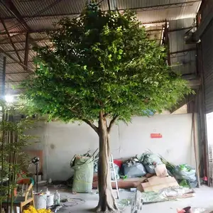 Зеленое большое искусственное дерево фикуса внутреннее декоративное искусственное дерево большого баньяна искусственное дерево из стекловолокна для улицы