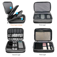 Sac de rangement de voyage à grande capacité avec poche avant pour accessoires électroniques et câbles en polyester à trois couches, compatible iPad