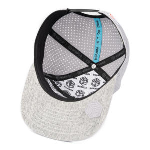 Tcap China White Color 6 Panels Rubber Patches <b>Flat</b> Brim Camp <b>Cap</b> for <b>Man</b> - Product Image 5