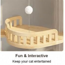 Árbol para Gatos Multifuncional de Madera Maciza con Cuerda de Cáñamo, 4 Niveles, con Hamaca y Casa Acogedora, 92 Pulgadas, para que los Gatos se Escalen - Product Image 3