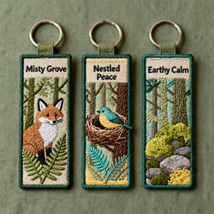 Cá nhân Nylon Thêu Ngắn Keychain dây tùy chỉnh logo quà lưu niệm quà tặng dệt vải thêu vòng chìa khóa - Product Image 1