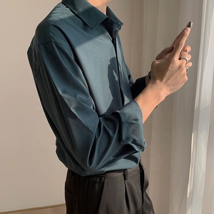 <span class=keywords><strong>เสื้อ</strong></span>เชิ้ตผู้ชายผ้า<span class=keywords><strong>ไหม</strong></span>น้ำแข็ง เซ็กซี่ คุณภาพดี ทรงหลวม สีพื้น ฮาราจูกุ สีขาว แขนยาว สไตล์ญี่ปุ่น - Product Image 2