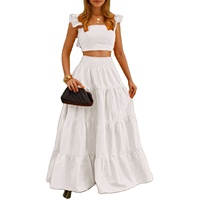 Nouvel ensemble jupe et haut sexy à taille mi-haute de couleur unie, style transfrontalier européen et américain, collection été 2026