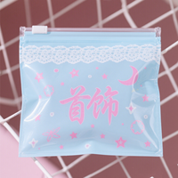 Petit emballage de bijoux personnalisé sac en plastique zippé sac à fermeture éclair mignon mat pour boucle d'oreille logo réutilisable mini pochette à zip-lock en PVC