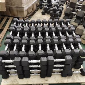 Vente directe d'usine, haltères personnalisés pour salle de sport, haltères hexagonaux en caoutchouc, poids libres pour usage commercial - Product Image 6