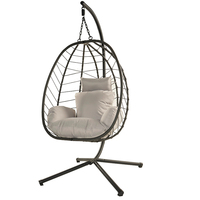 Fauteuil suspendu certifié EN581 avec coussin moelleux, design peu encombrant pour espaces intérieurs/extérieurs, balançoire de jardin et de terrasse