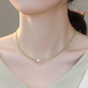 Collier ras du cou en perles de riz vertes et perles d'eau douce, chaîne délicate pour clavicule, bijoux pour femmes, usage quotidien - Product Image 1