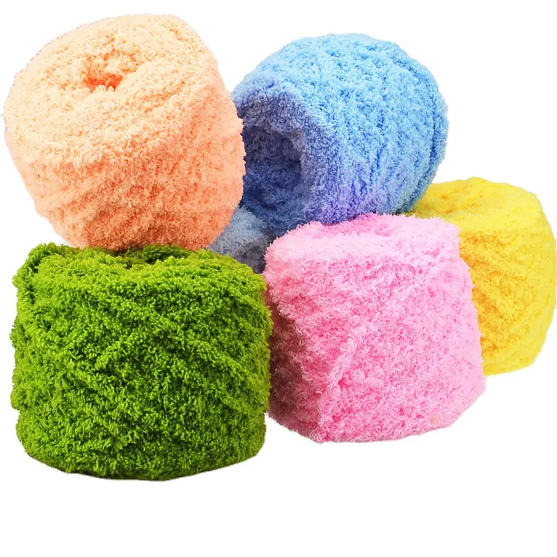 Super Soft Crochet Yarn 100% Polyester Chenille Chunky Tube Yarn 5PLY Crochet Coral Fleece Yarn