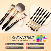 Lot de 12 pinceaux de maquillage professionnels véganes personnalisés avec logo, brillants, de haute qualité, pour femmes - Vente chaude en gros OEM